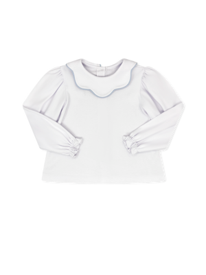 Scarlett Scallop Blouse - Legacy White Knit (Big Kid)