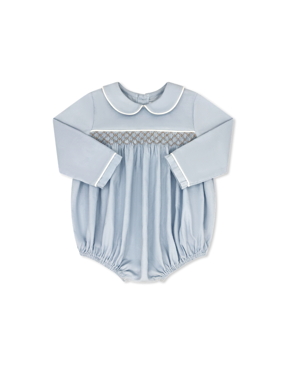 Windsor Bubble - Princeton Blue Cord w Khaki Smocking (Toddler)
