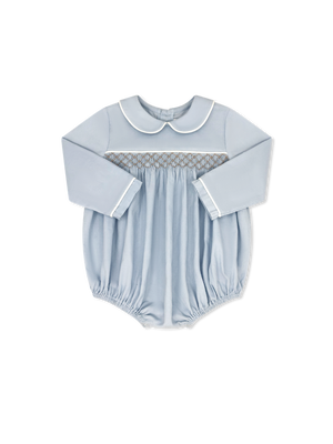Windsor Bubble - Princeton Blue Cord w Khaki Smocking (Toddler)