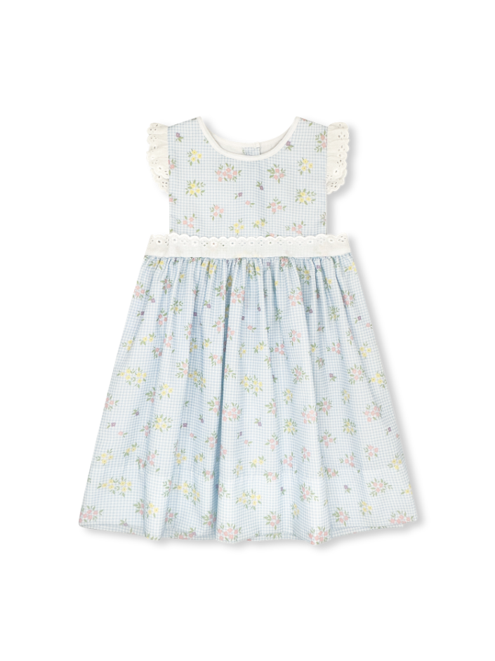 Spring Time Blooms w/ White Eyelet Pinafore Dress