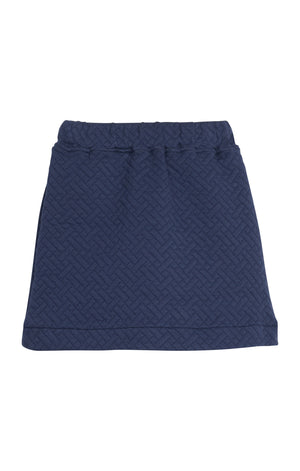Quilted Mini Skirt - Navy Trellis (Big Kid)