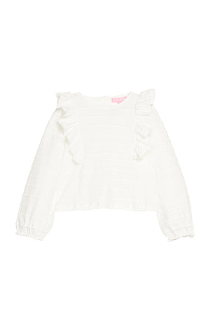 Ruffle Blouse - White Scallop