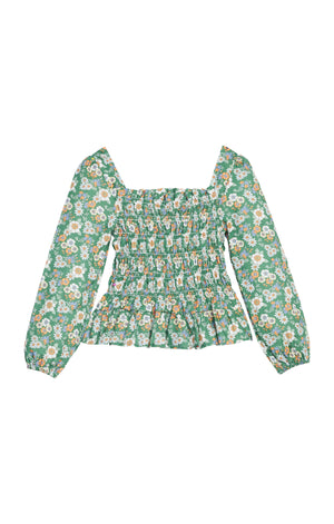 Long Sleeved India Top - Greenwich Garden Green