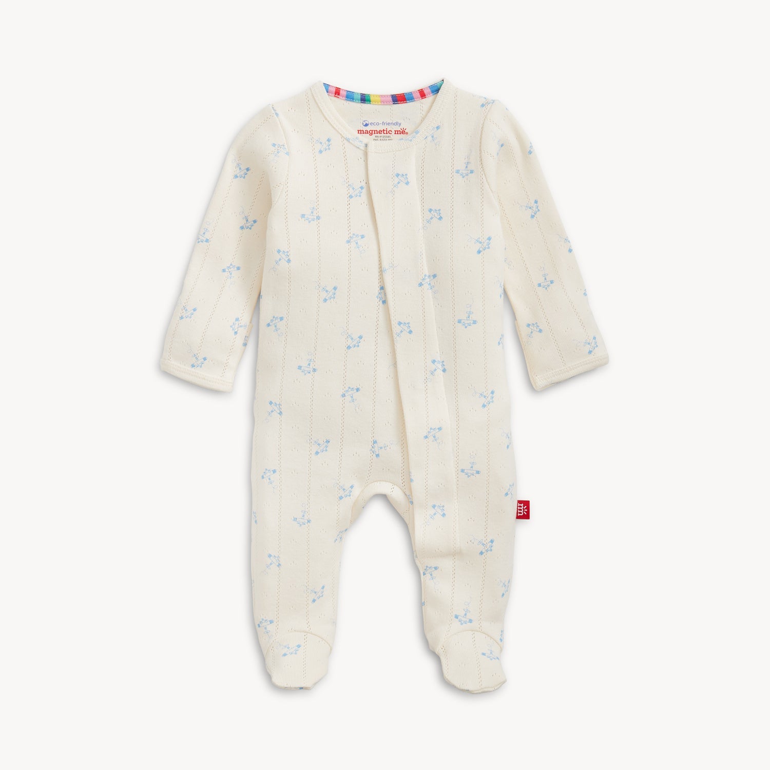 Airplane Pointelle Magnetic Footie