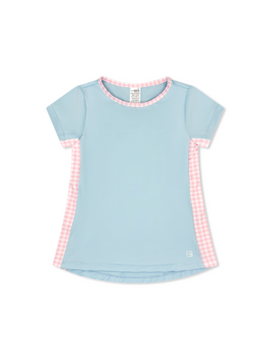 Blair Top - Cotton Candy Blue, Pink Check (Big Kid)