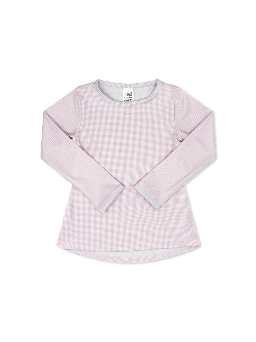 Bridget Basic Long Sleeve - Cotton Candy Pink Mini Gingham & Petal Purple (Toddler)