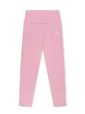 Abigail Highwaist Legging - Cotton Candy Pink w White RicRac (Big Kid)