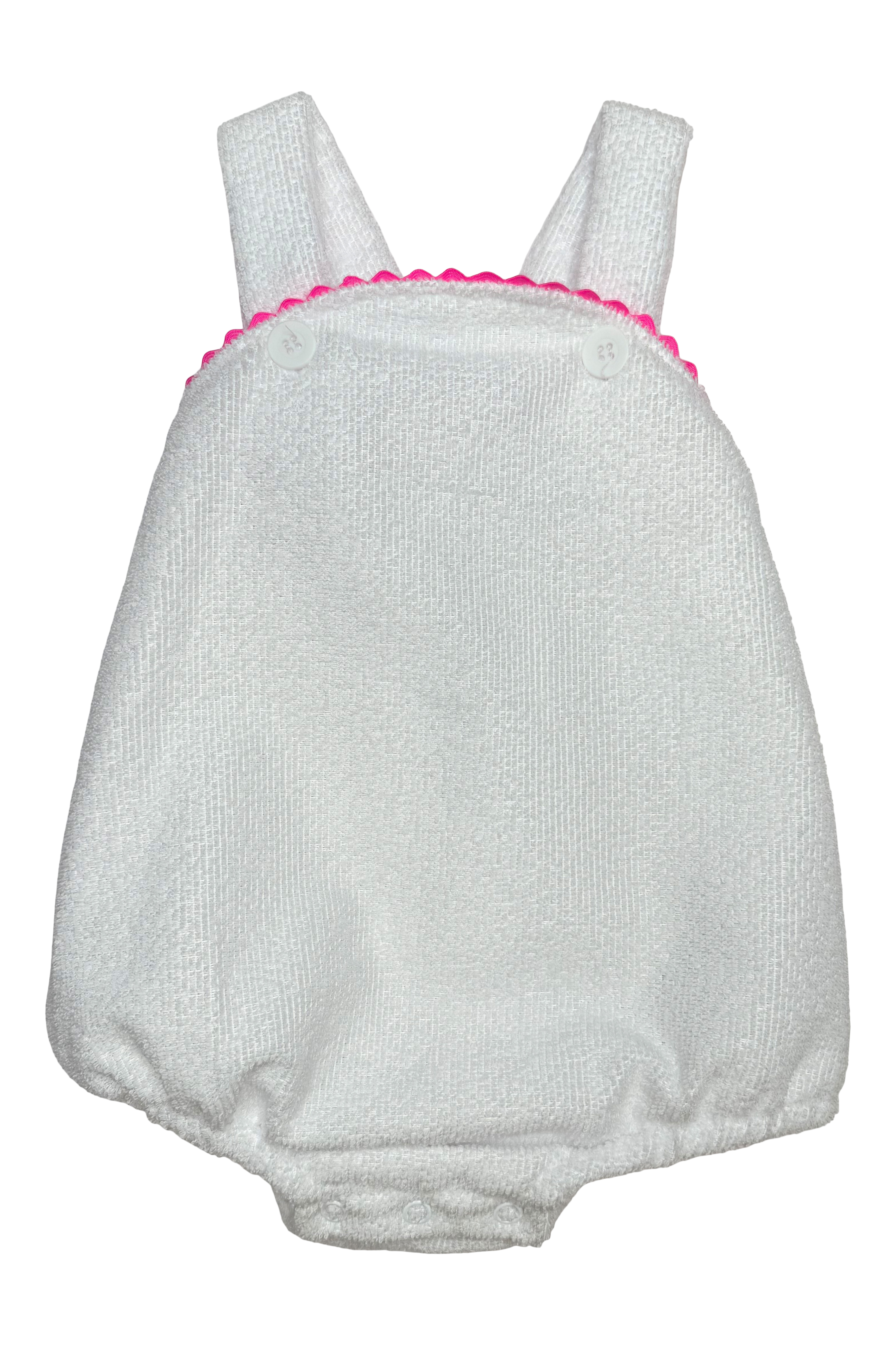 White Terry w/ Pink Ric Rac Cross Back Bubble