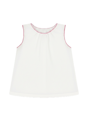 Sterling White Bethany Blouse with Hot Pink Stitching