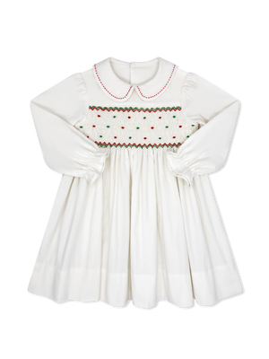 Clara Dress - Dream White Cord w Garland Green (Kid)