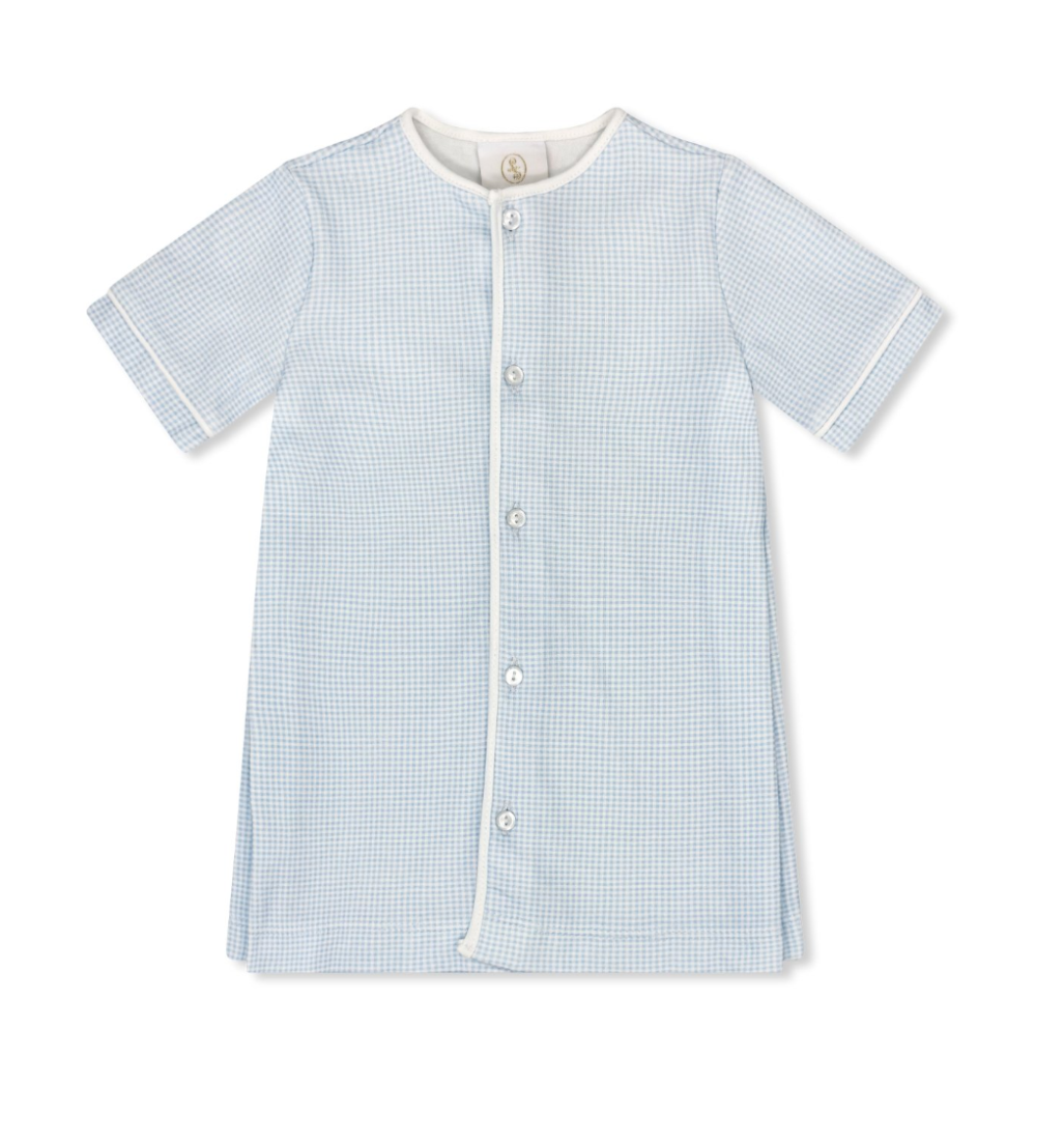 Welcome Little One Baby Blue Minigingham Daygown