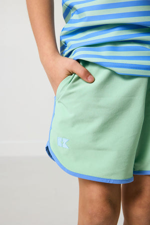 Palm Green Retro Super Short w/ Sky Blue Piping