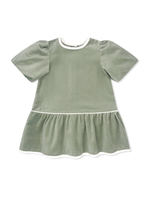 Leyland Green Velvet Delilah Dropwaist Dress (Big Kid)