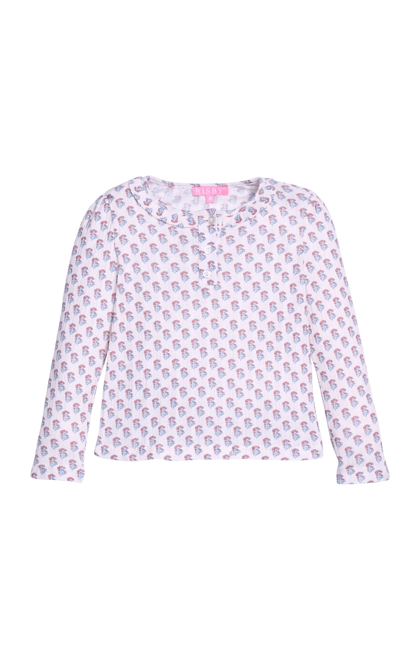 Verbier Pointelle Floral LS Henley Tee