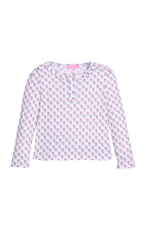 Verbier Pointelle Floral LS Henley Tee