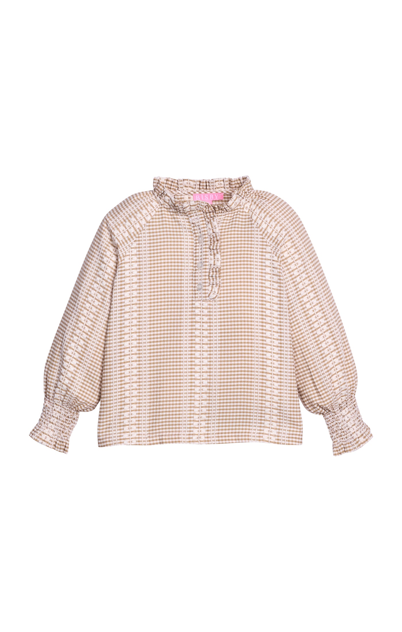 Geneva Gingham Khaki Shannon Top