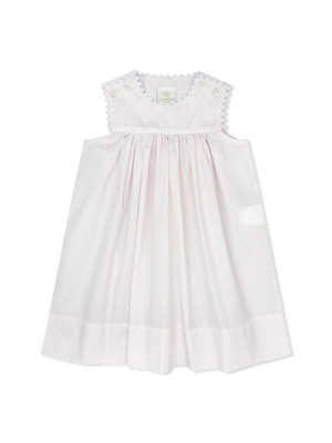 Classic Pink Windowpane White Ric Rac Charming Dress