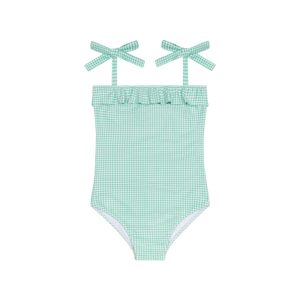 Gustavia Gingham Ruffle Front Tie Strap One Piece