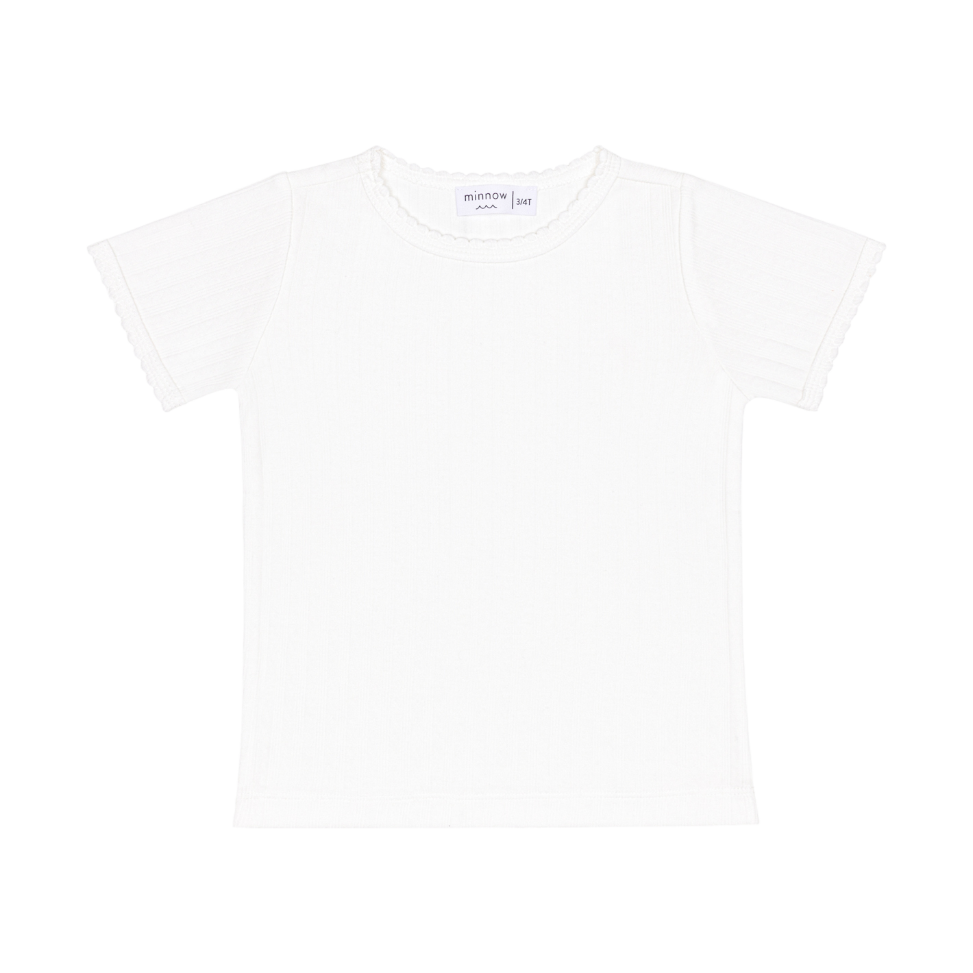 Girls Shell White Pointelle Puff Sleeve Shirt