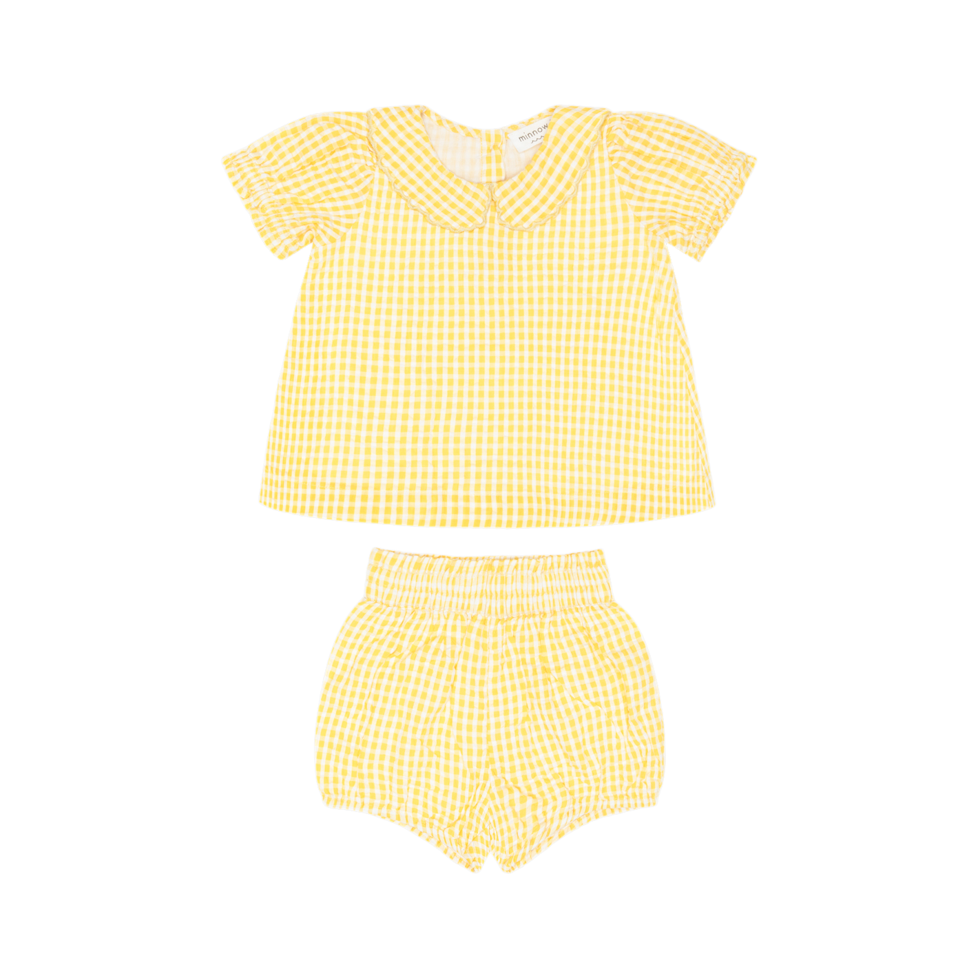 Yellow Gingham Girls Soleil Ruffle Sleeve Top & Bloomer Set