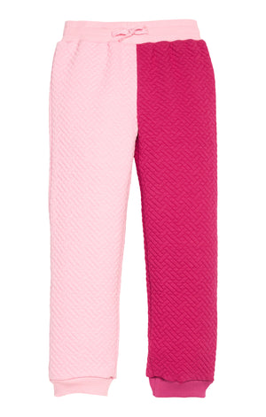 Color Block Jogger-Pink & Cranberry Quilted Trellis (Big Kid)
