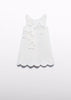 White 3D Flower Scallop Dress