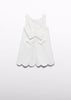White 3D Flower Scallop Dress