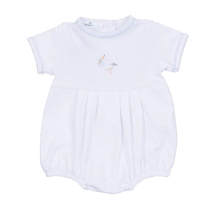 Light Blue Vintage Stork Short Sleeve Boy Bubble