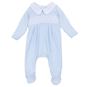 Light Blue Willow & Walker Smocked Collared Footie