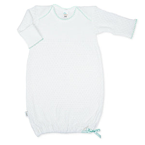 Knit Overlap Gown-White w/ Mint