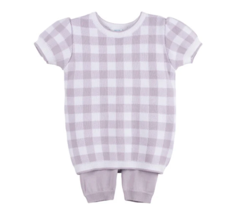 Girl Gingham Knit Set-Lilac (Baby)
