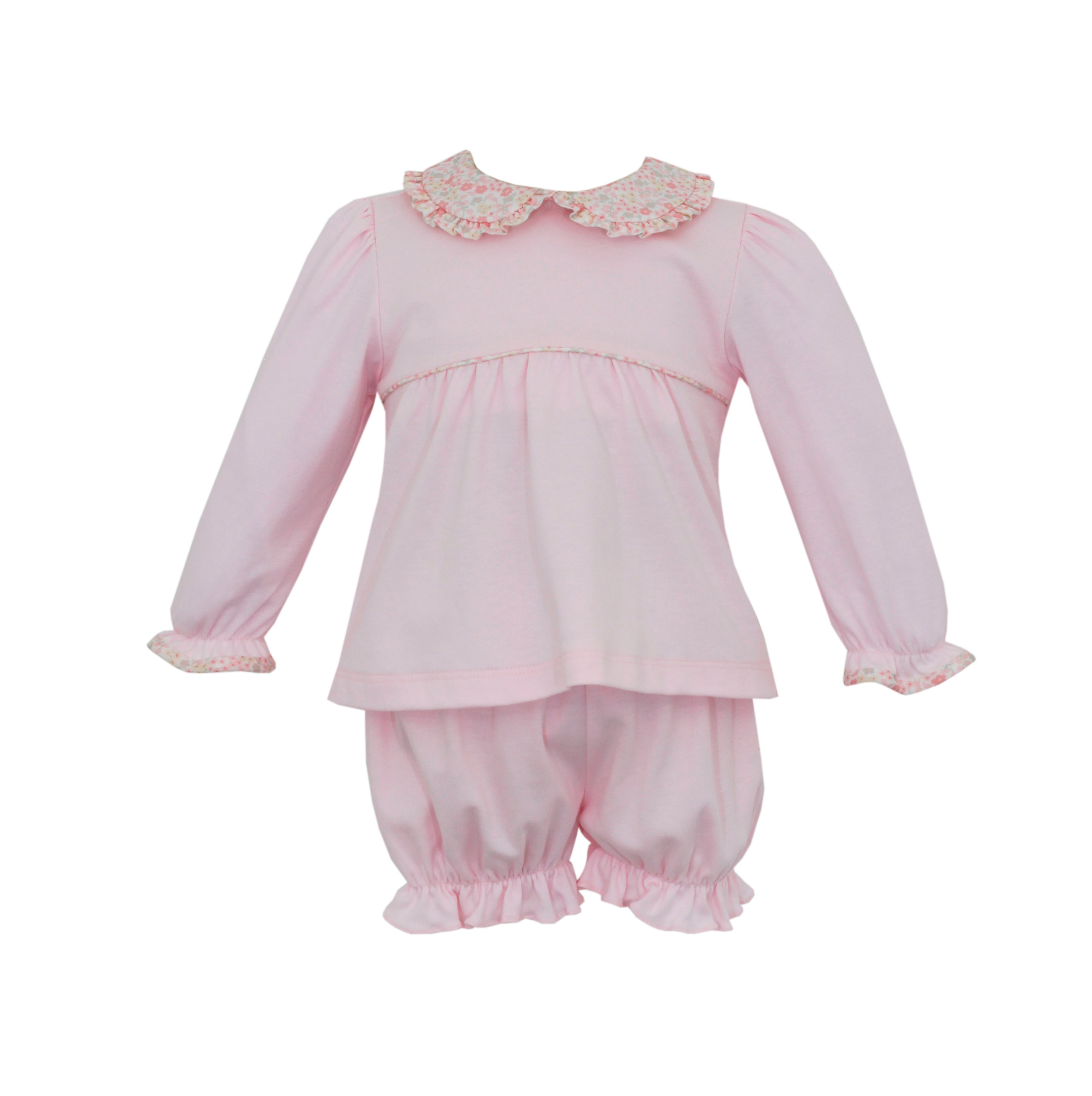 Pink Knit Bloomer Set With Liberty Floral Trim (Baby)