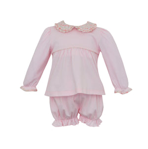 Pink Knit Bloomer Set With Liberty Floral Trim (Baby)