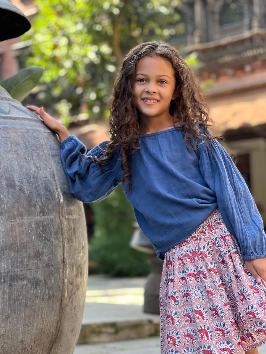 Indigo Peasant Blouse