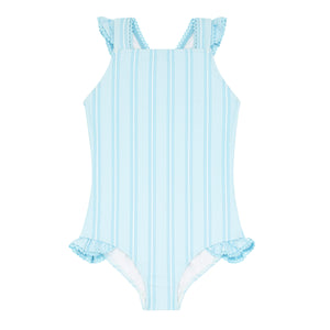 Pacific Blue Stripe Crossover One Piece (Infant/Baby)