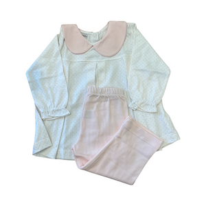 Dress with Leggings-Pink Dot/Purple Stripe (Toddler)