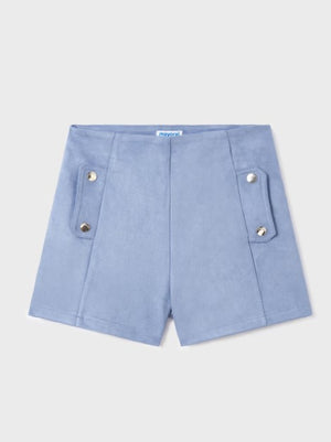 French Blue Suede Shorts (Big Kid)