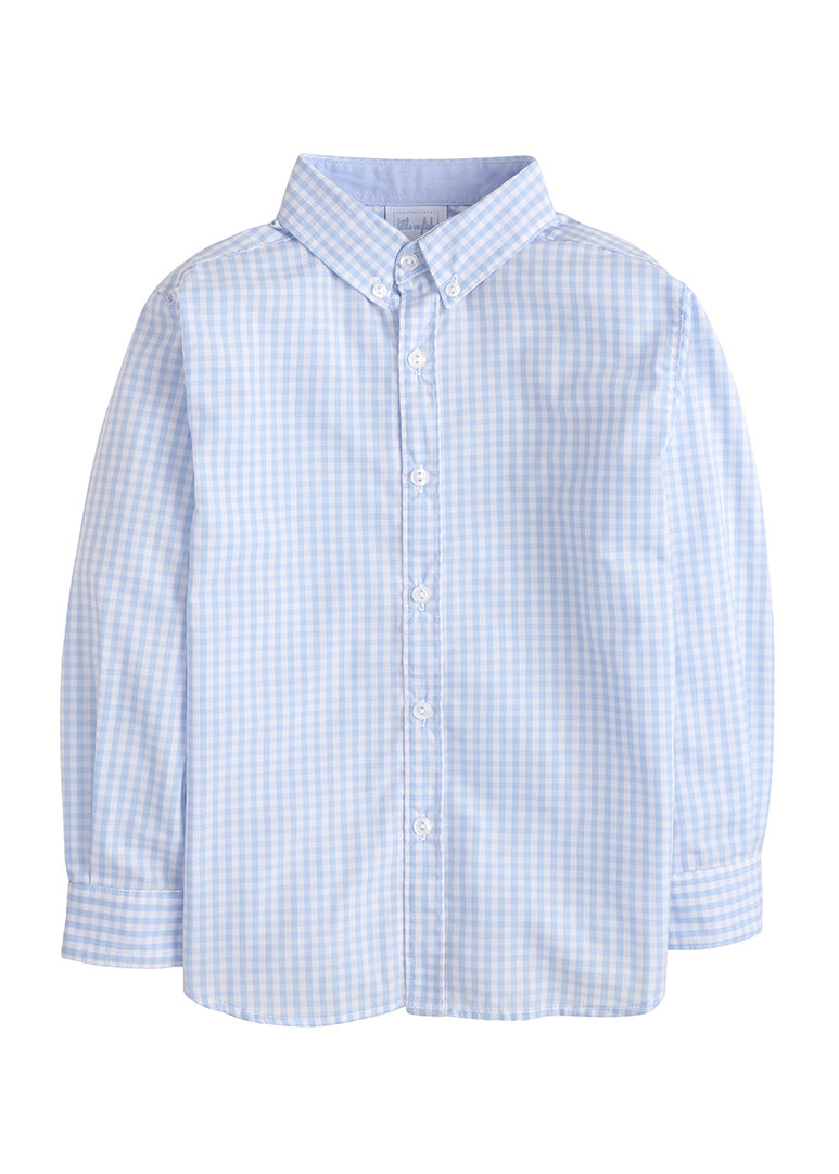 Button Down Shirt-Airy Blue Plaid (Kid)