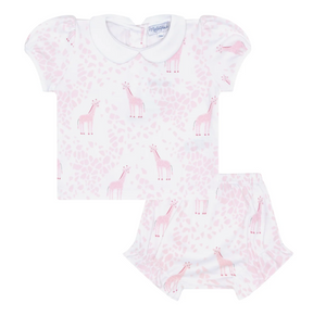 Pink Giraffe Print Diaper Cover Set (Infant)