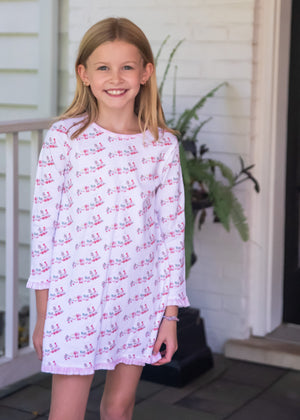 Girls Christmas Train Lounge Dress (Toddler)
