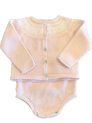 Pink/White Fair Isle Diaper Set (Infant)