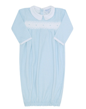 Blue Gingham Smocked Gown