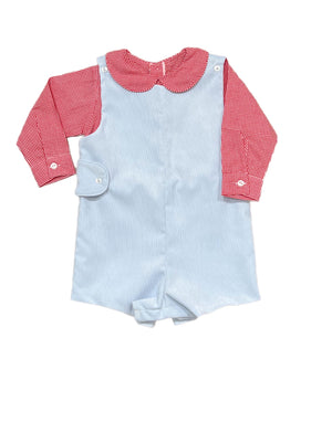 *PRE-ORDER* Reed Blue Cord Jon Jon Set with Red Gingham (Toddler)