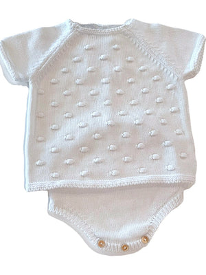 White Raised Dot Diaper Set (Infant)
