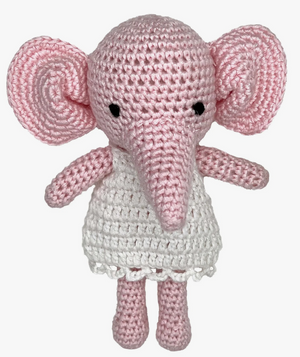 Elephant Crochet Rattle-Pink & Blue
