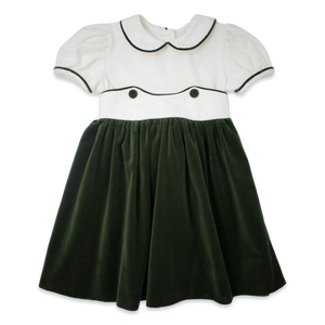 *PRE-ORDER* May May Dress-Green Velvet Holly (Toddler)