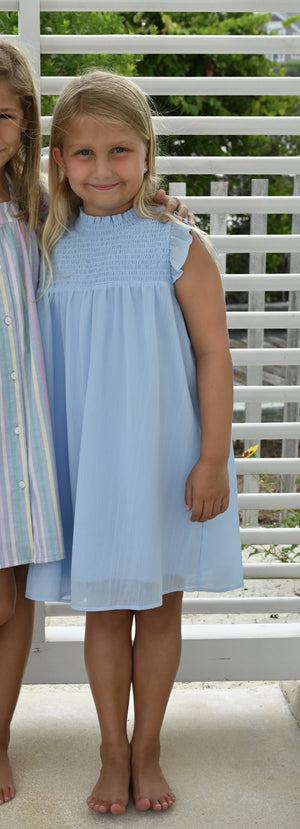 Lottie Dress-White & Pastel Blue