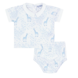 Blue Giraffe Print Diaper Cover Set (Infant)