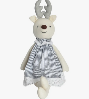 White Reindeer in Blue Stripe Outfit