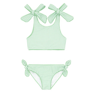 Palm Green Gingham Tie Knot Bikini (Toddler)